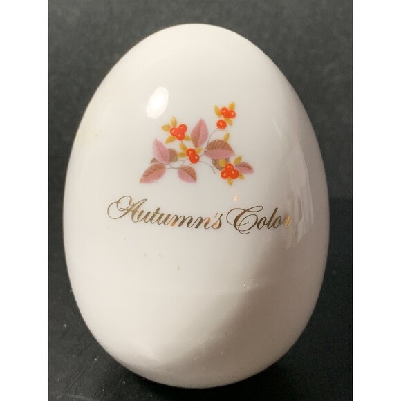 Avon Porcelain Decorative Egg Hand Painted Beautiful Flowers 1987 Autumns Color - Picture 2 of 4
